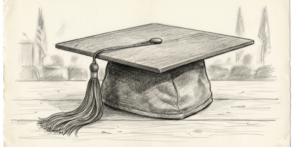 Graduation cap - pencil illustration